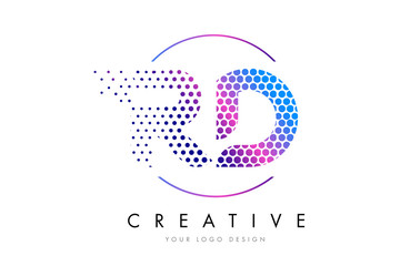 RD R D Pink Magenta Dotted Bubble Letter Logo Design Vector