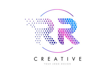 RR R Pink Magenta Dotted Bubble Letter Logo Design Vector