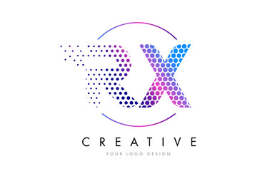 RX R X Pink Magenta Dotted Bubble Letter Logo Design Vector