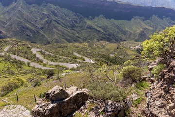 Top view of mountain serpentine road in Gran Canaria