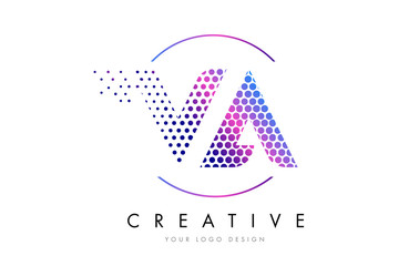 VA V A Pink Magenta Dotted Bubble Letter Logo Design Vector
