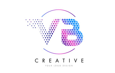 VB V B Pink Magenta Dotted Bubble Letter Logo Design Vector