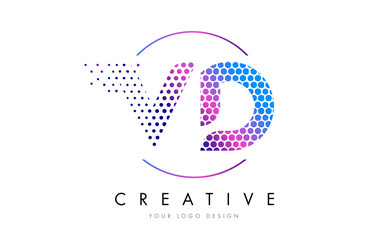 VD V D Pink Magenta Dotted Bubble Letter Logo Design Vector