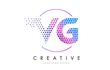 VG V G Pink Magenta Dotted Bubble Letter Logo Design Vector