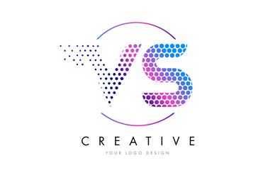 VS V S Pink Magenta Dotted Bubble Letter Logo Design Vector