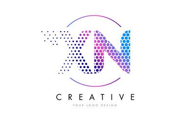 XN X N Pink Magenta Dotted Bubble Letter Logo Design Vector