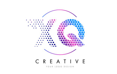 XQ X Q Pink Magenta Dotted Bubble Letter Logo Design Vector