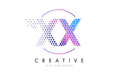 XX X X Pink Magenta Dotted Bubble Letter Logo Design Vector