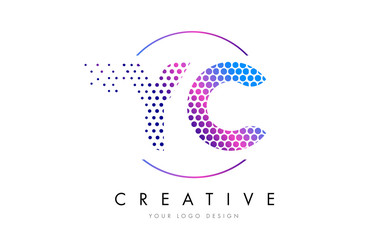 YC Y C Pink Magenta Dotted Bubble Letter Logo Design Vector