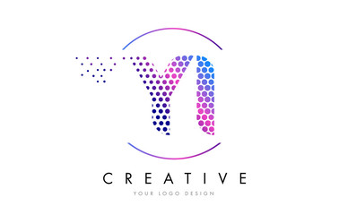 YI Y I Pink Magenta Dotted Bubble Letter Logo Design Vector