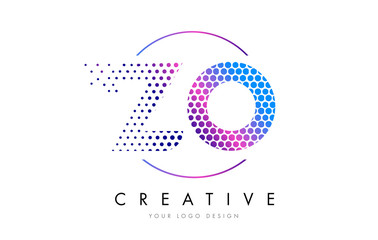 ZO Z O Pink Magenta Dotted Bubble Letter Logo Design Vector