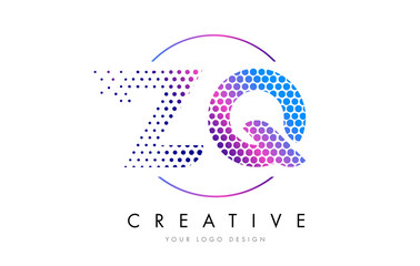 ZQ Z Q Pink Magenta Dotted Bubble Letter Logo Design Vector