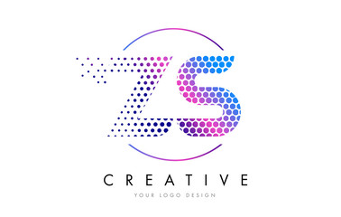 Fototapeta premium ZS Z S Pink Magenta Dotted Bubble Letter Logo Design Vector