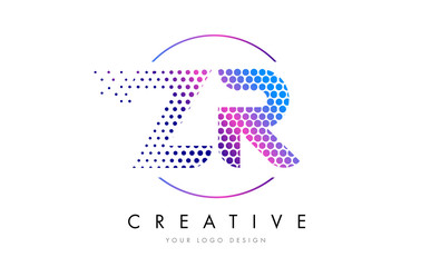 ZR Z R Pink Magenta Dotted Bubble Letter Logo Design Vector