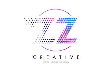 ZZ Z Pink Magenta Dotted Bubble Letter Logo Design Vector