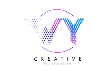 WY W Y Pink Magenta Dotted Bubble Letter Logo Design Vector