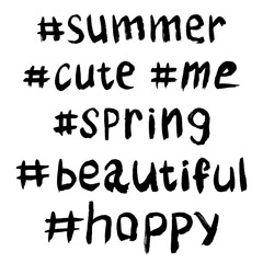 Set of Black Hashtags on White Background