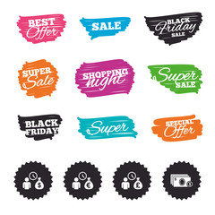 Bank loans icons. Cash money symbols.