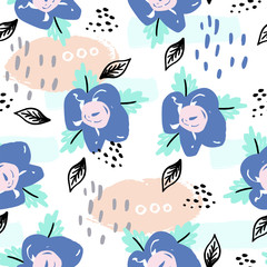 Beautiful seamless pattern with spring flowers. Bright illustration, can be used for wrapping paper, invitation card for wedding,wallpaper and textile.