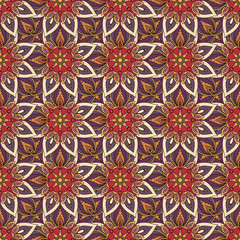 Ornate floral seamless texture, endless pattern with vintage mandala elements.