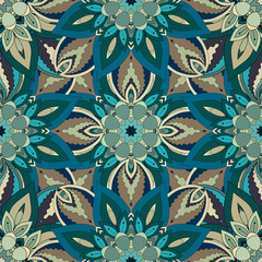 Ornate floral seamless texture, endless pattern with vintage mandala elements.