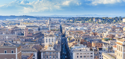 Panorama of Rome at sunset.Italy
