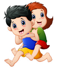 Happy children cartoon running