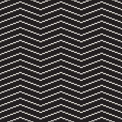 Halftone Edgy Lines Mosaic Endless Stylish Texture. Vector Seamless Black and White Pattern