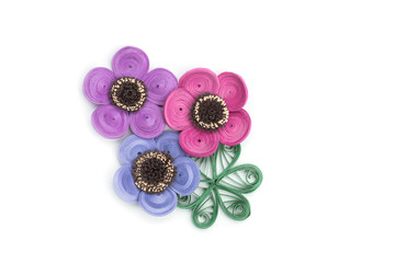 Colorful flower made in Quilling art