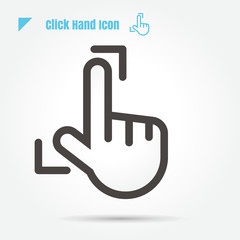 icon click hand vector illustration isolated sign symbol logo objects thin line for web, modern minimalistic flat design vector on white background