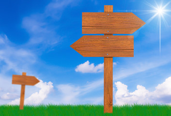 Wood Sign on Blue Sky