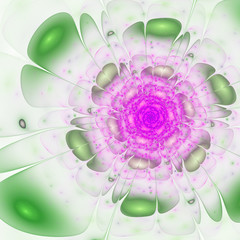 Light purple and green fractal flower, digital artwork for creative graphic design