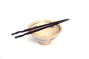  Japanese rice bowl with chopsticks