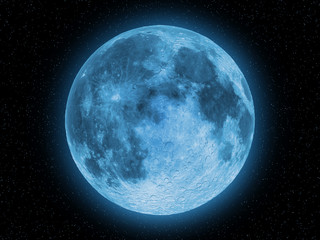 Fototapeta premium blue Moon in front of the stars