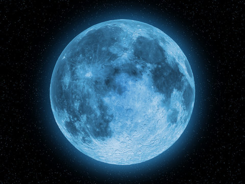 blue Moon in front of the stars