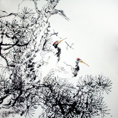 Chinese traditional painting of cranes
