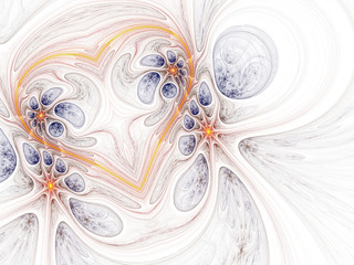 Light shiny fractal heart, digital artwork for creative graphic design