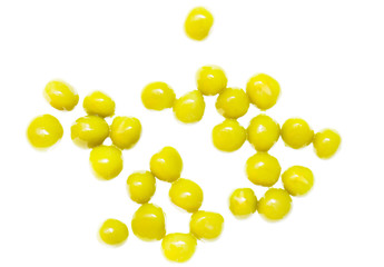 Green peas on a white background