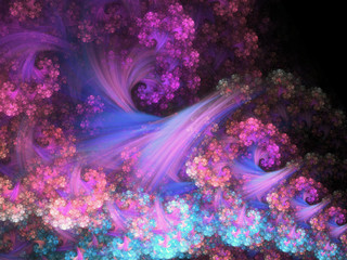 Fractal abstraction of sunset clouds, digital artwork for creative graphic design