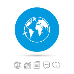 Airplane sign icon. Travel trip symbol.