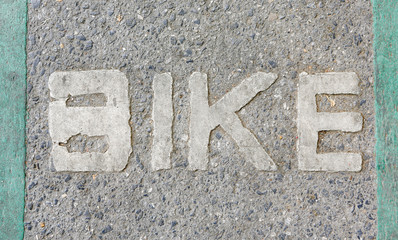 bike sign text on the road for safety biker