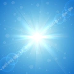 Abstract winter sun light flare vector background.