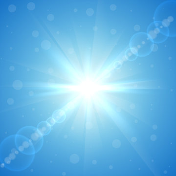 Abstract winter sun light flare vector background.