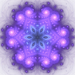Violet floral mandala, digital fractal artwork for creative graphic design