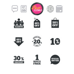 Sale discounts icon. Shopping, deal signs.