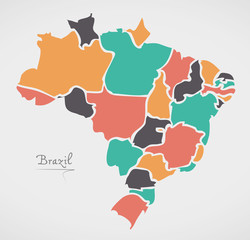 Brazil Map with modern round shapes