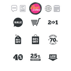 Sale discounts icon. Shopping, deal signs.