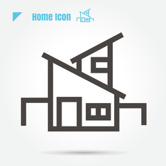 icon Building house illustration isolated sign symbol thin line for web, modern minimalistic flat design vector on white background