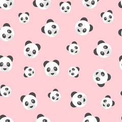 Seamless panda bear pattern on pink background