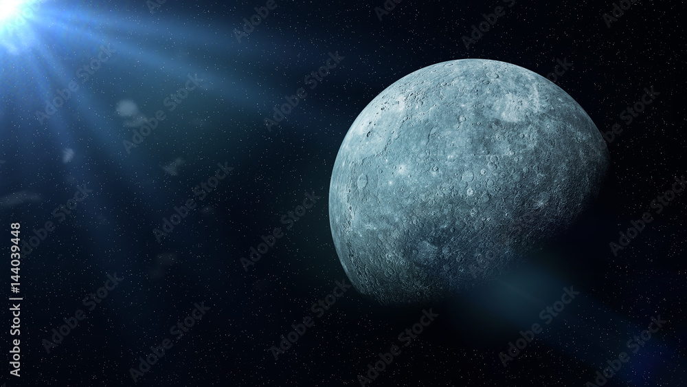 Canvas Prints planet mercury in the stars and lit by the sun